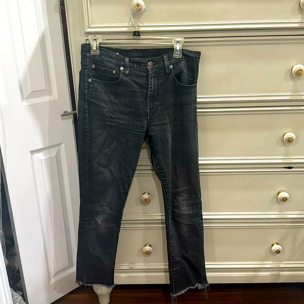 Polo Ralph Lauren Waverly Straight Highride Crop Black Jeans